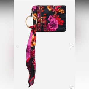 CAMILLA *Midnight Poppy* black floral silk scarf clutch wristlet pouch sac